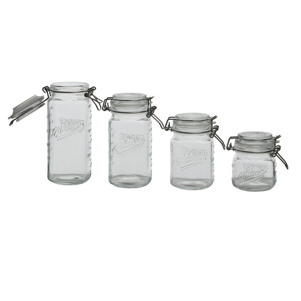 Mason Craft & More Glass Mini Clamp 4 Piece Storage Jar Set & Reviews ...